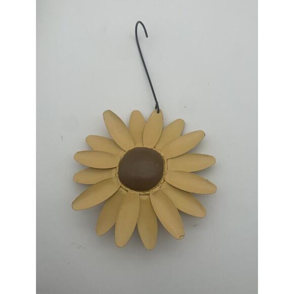 Vintage Jingle Bell Sunflower Sun Flower Ornament Decor Spring Summer Metal 4" - Picture 4 of 5